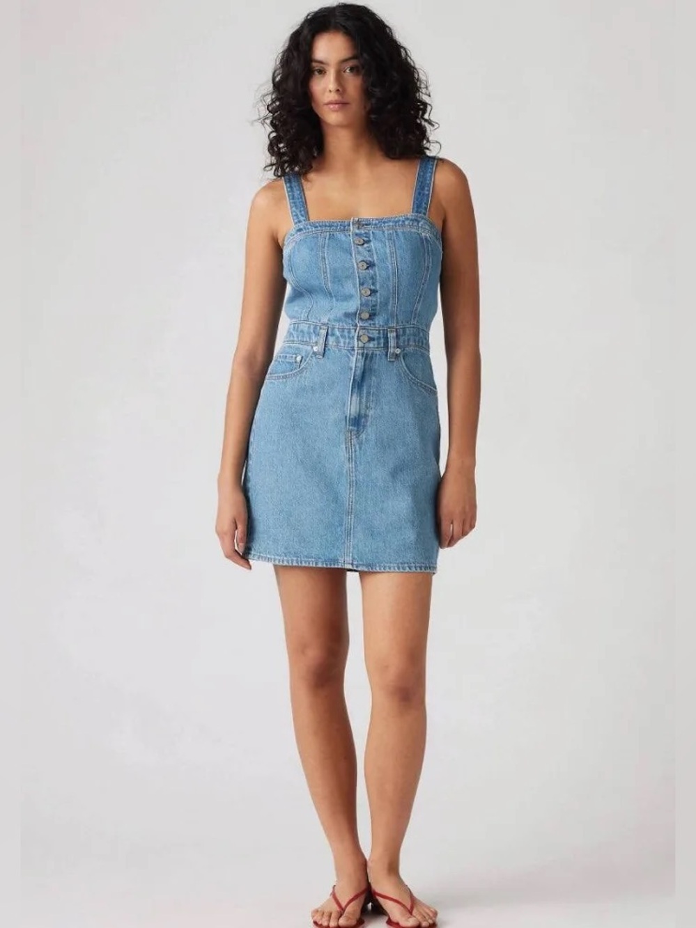 Levi's Light Blue Denim Overall Dress with Button Front